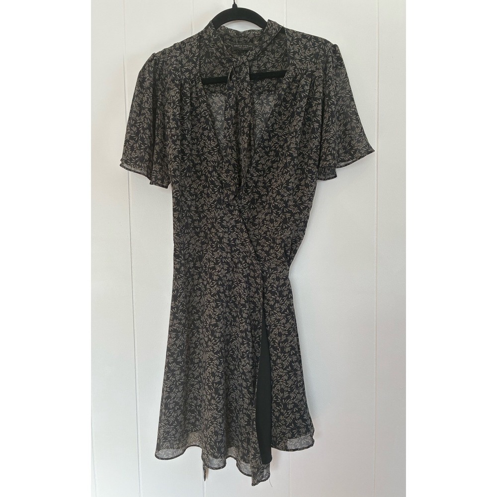 Dress Forum Black Floral Print‎ Whimsigoth Flutter Sleeve Wrap Dress Women's S L